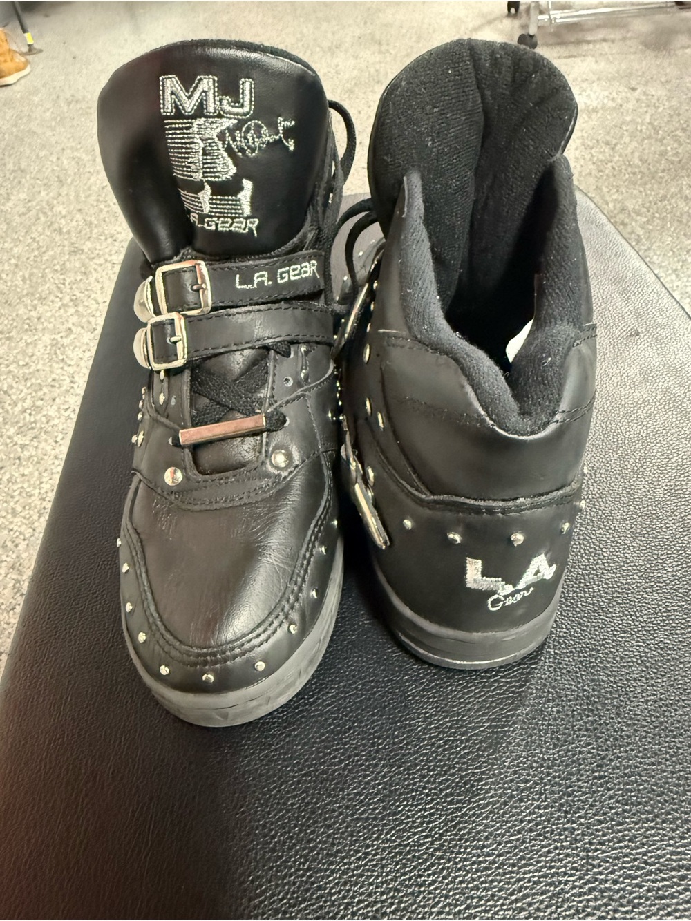 L.A. Gear Black Studded High-Top Sneakers with Silver Accents - Picture 3 of 4